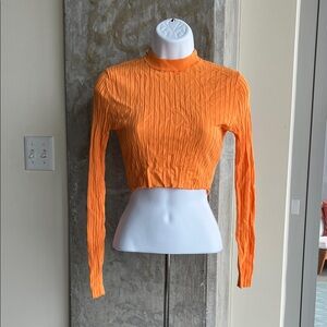 Zara Vibrant Orange Ribbed Blouse